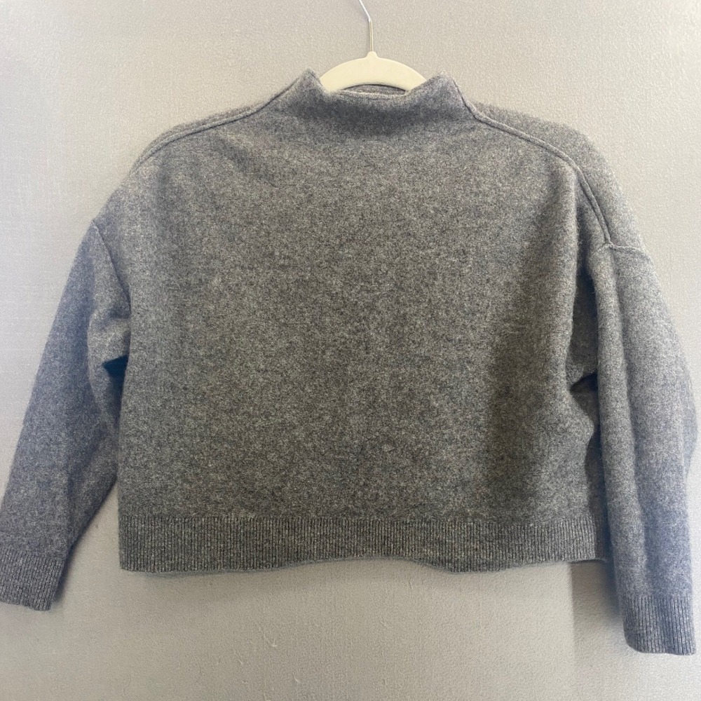 Pilcro Grey 100% Cashmere Mock Neck Cropped Sweater Boxy Womens Small - Picture 2 of 8